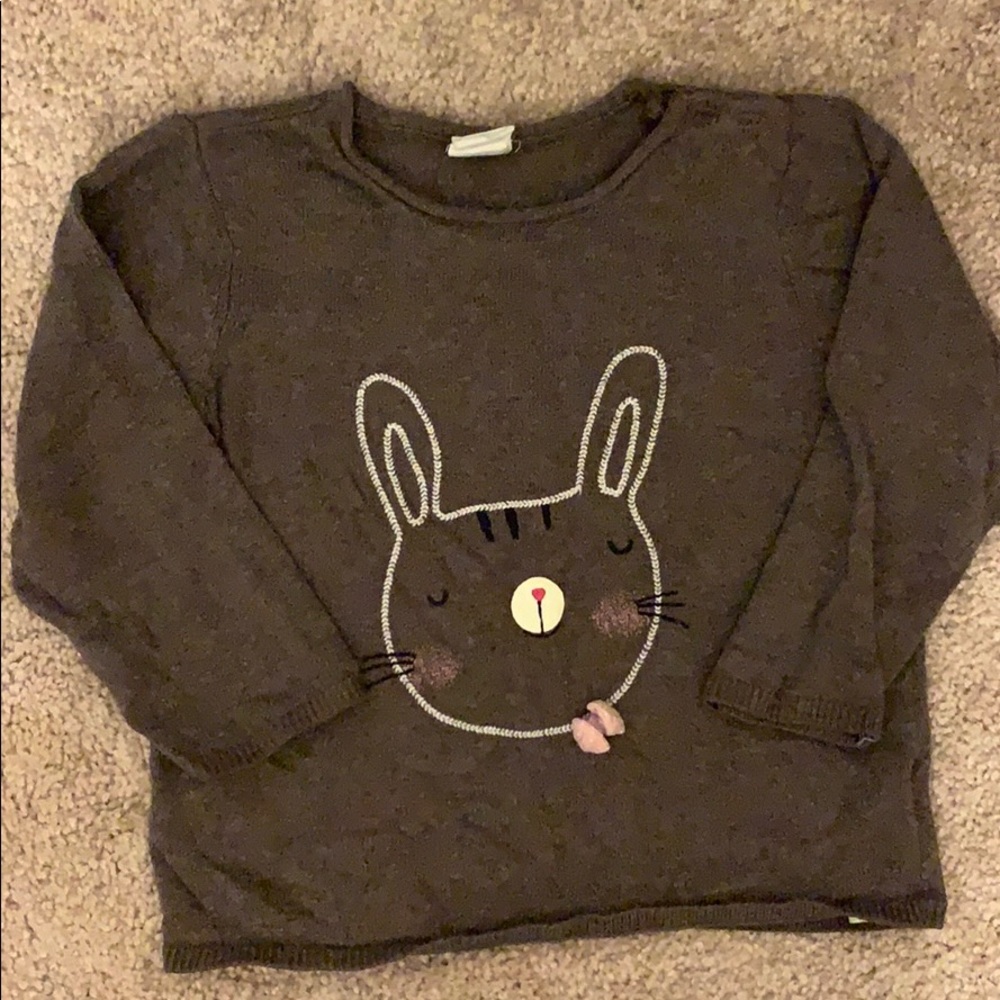 Dark brown knitted bunny sweatshirt, 1.5/2 yrs